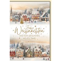 A Weihnachten Winterdorf mit spielenden Kindern...