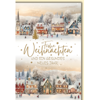 A Weihnachten Winterdorf mit spielenden Kindern...