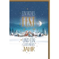 Weihnachten Dorf im Schnee Glückwunschkarte mit...