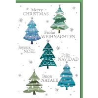 Weihnachten Weihnachtsbäume mehrsprachig Merry...