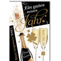 Neujahr Sektflasche und Gläser gutes neues Jahr...