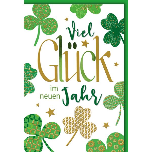 Neujahr Glücksklee viel Glück im neuen Jahr Glückwunschkarte mit Umschlag