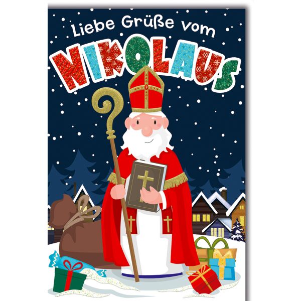 Nikolaus Santa Gruß vom Nikolaus Glückwunschkarte mit Umschlag