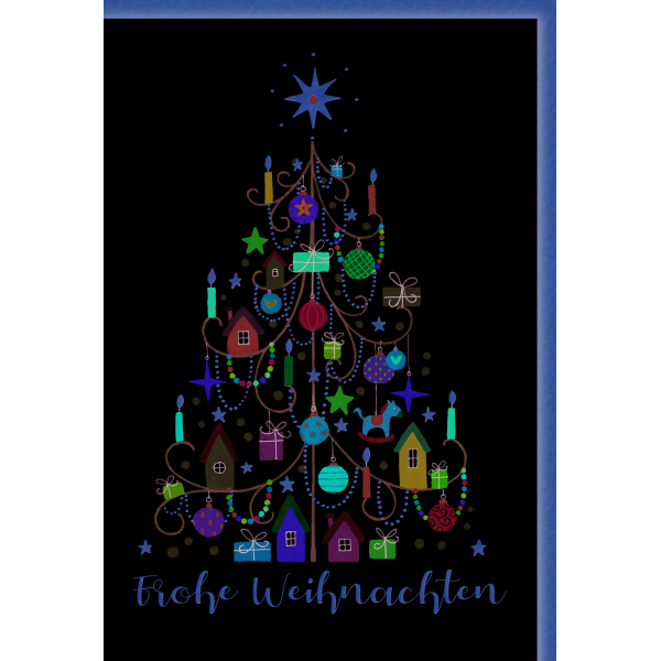 Weihnachten Weihnachtsbaum bunt Weihnachtskarte mit Umschlag