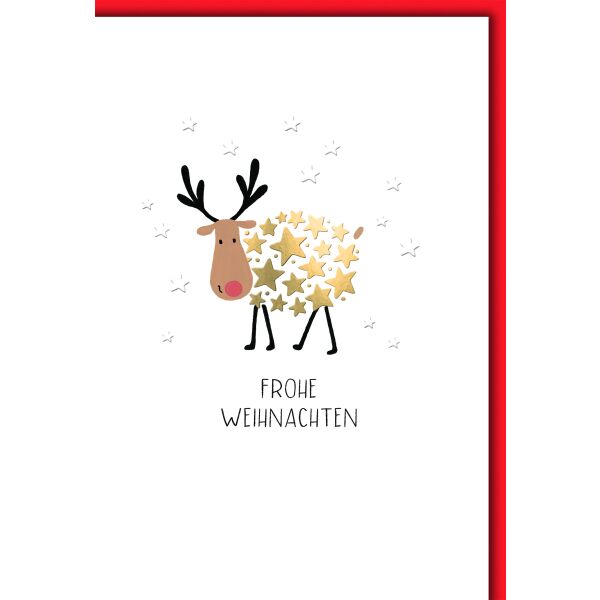 Weihnachten Rentier mit goldenen Sternen Weihnachtskarte mit Umschlag