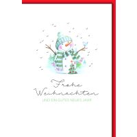 Weihnachten Schneemann mit Vögelchen Weihnachtskarte...