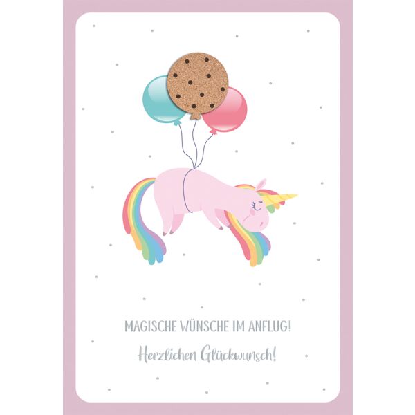 Allgemeine Wünsche Moments Collection Karte mit Briefumschlag Magische Wünsche Einhorn Kork Ballon