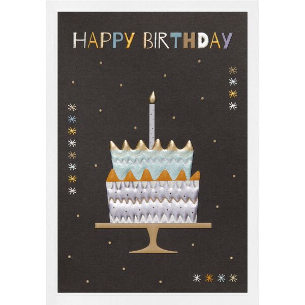 Geburtstag Prisma Collection unverpackte Glückwunschkarte mit Briefumschlag Kuchen mit Kerze Blindprägung