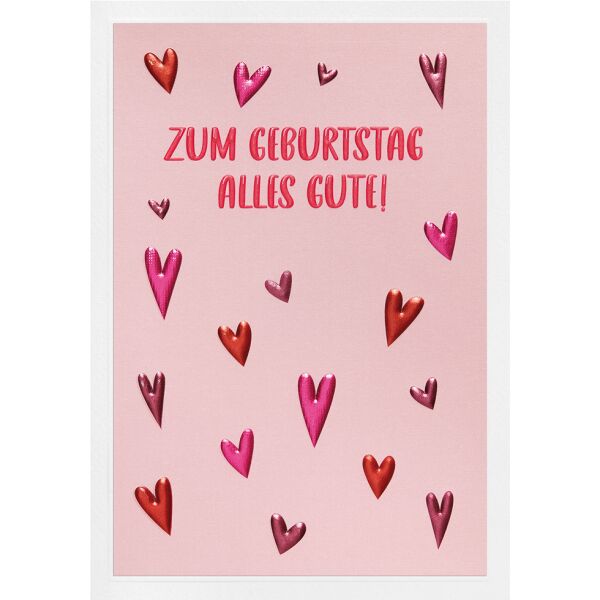 Geburtstag Prisma Collection unverpackte Glückwunschkarte mit Briefumschlag Streuherzen, alles Gute