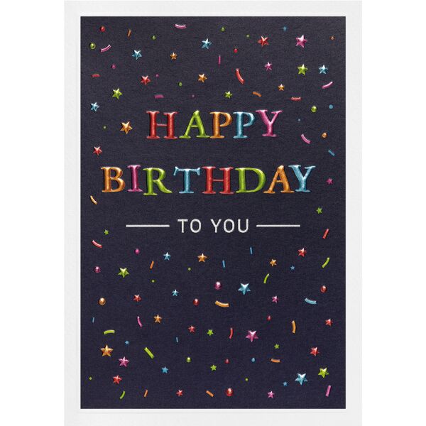 Geburtstag Prisma Collection unverpackte Glückwunschkarte mit Briefumschlag Bunt Happy Birthday kleine Symbole