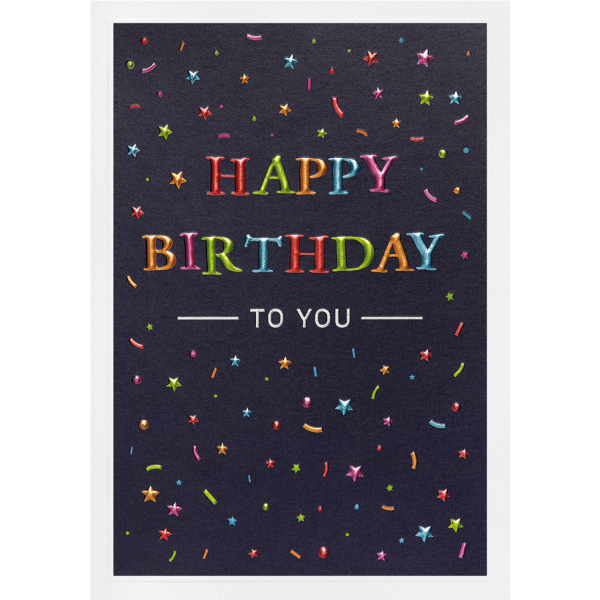 Geburtstag Prisma Collection unverpackte Glückwunschkarte mit Briefumschlag Bunt Happy Birthday kleine Symbole