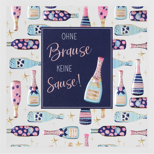 Allgemeine Wünsche Prisma Collection unverpackte Glückwunschkarte mit Briefumschlag Sektflaschen Ohne Brause keine Sause