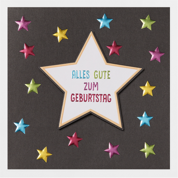 Geburtstag Prisma Collection unverpackte Glückwunschkarte mit Briefumschlag Sterne Applikation Alles Gute