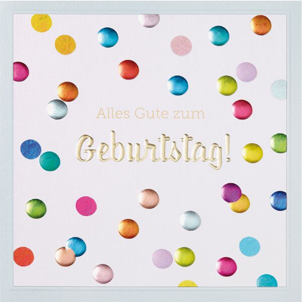 Geburtstag Prisma Collection unverpackte Glückwunschkarte mit Briefumschlag bunte Punkte Alles Gute Foliendruck