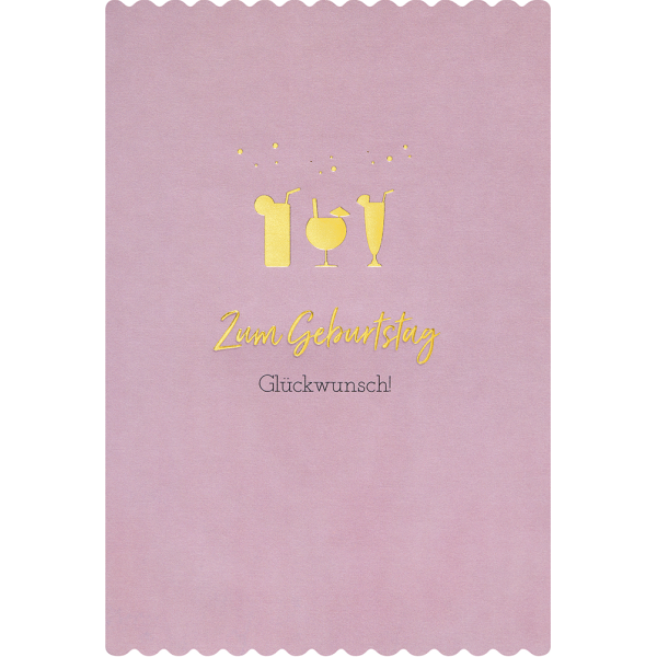 Geburtstag Simply Gold Collection unverpackte Glückwunschkarte mit Briefumschlag Cocktails Goldfolie Zum Geburtstag Glückwunsch!