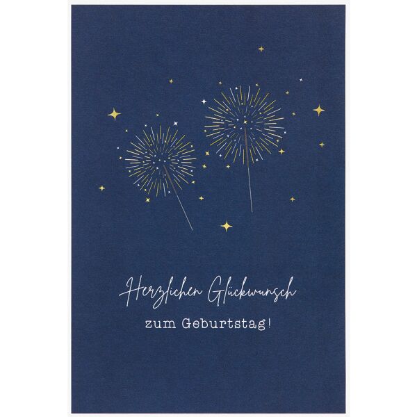 Geburtstag Simply Gold Collection unverpackte Glückwunschkarte mit Briefumschlag Wunderkerzen Herzlichen Glückwunsch