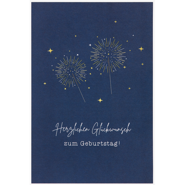 Geburtstag Simply Gold Collection unverpackte Glückwunschkarte mit Briefumschlag Wunderkerzen Herzlichen Glückwunsch