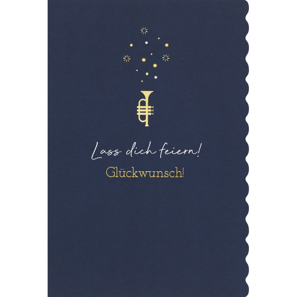 Allgemeine Wünsche Simply Gold Collection unverpackte Glückwunschkarte mit Briefumschlag Trompete Lass dich feiern!