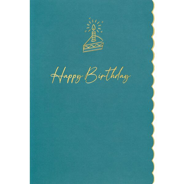 Geburtstag Simply Gold Collection unverpackte Glückwunschkarte mit Briefumschlag Kuchen mit Kerze Happy Birthday! Kuchen