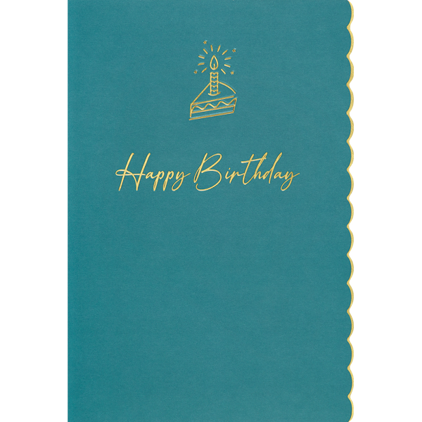 Geburtstag Simply Gold Collection unverpackte Glückwunschkarte mit Briefumschlag Kuchen mit Kerze Happy Birthday! Kuchen