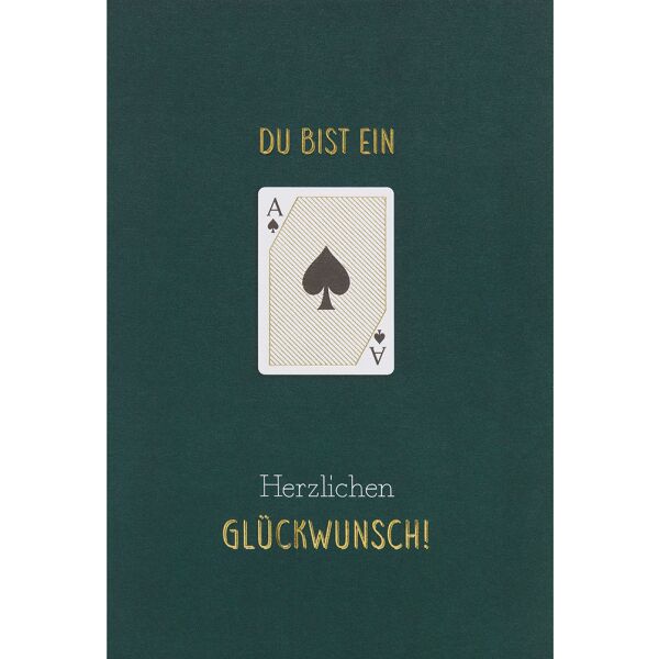 Allgemeine Wünsche Simply Gold Collection unverpackte Glückwunschkarte mit Briefumschlag Du bist ein Ass Karte
