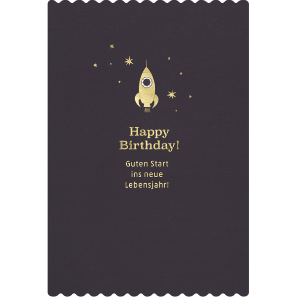 Geburtstag Simply Gold Collection unverpackte Glückwunschkarte mit Briefumschlag Rakete Guten Start ins neue Lebensjahr