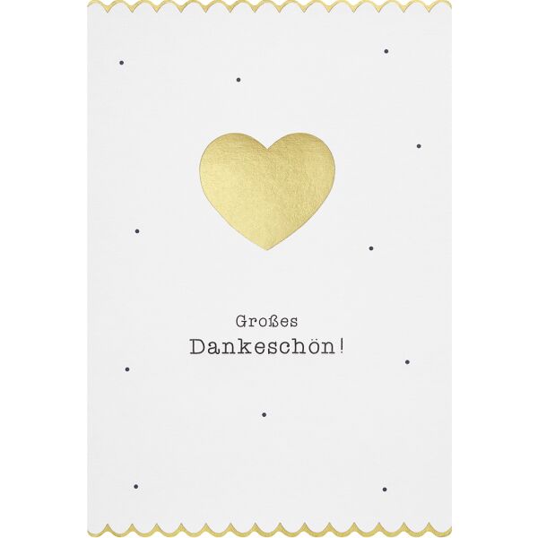Danke Simply Gold Collection unverpackte Glückwunschkarte mit Briefumschlag Goldenes Herz Großes Dankeschön!