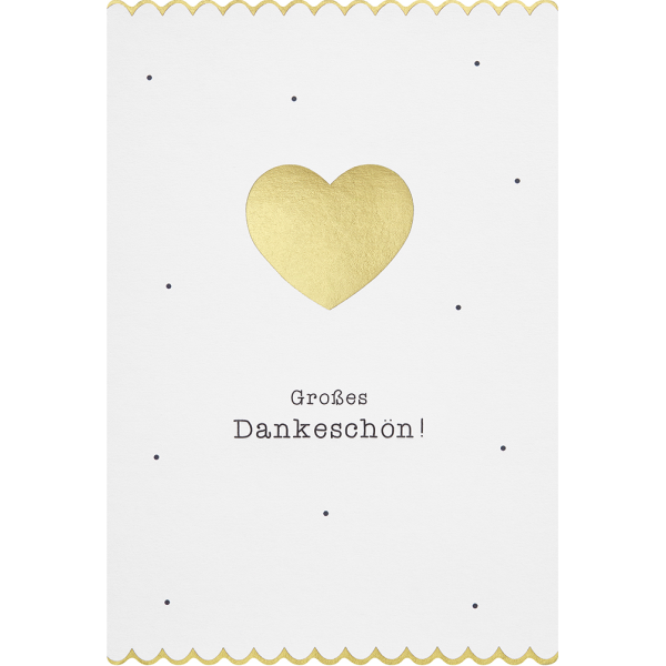 Danke Simply Gold Collection unverpackte Glückwunschkarte mit Briefumschlag Goldenes Herz Großes Dankeschön!