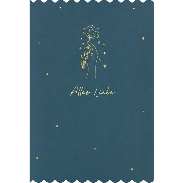 Allgemeine Wünsche Simply Gold Collection unverpackte Glückwunschkarte mit Briefumschlag Alles Liebe! Hand mit Blume