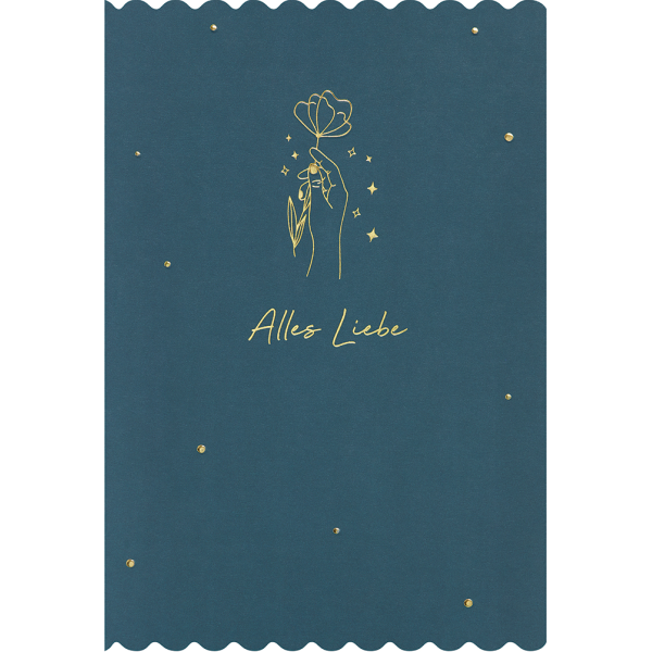 Allgemeine Wünsche Simply Gold Collection unverpackte Glückwunschkarte mit Briefumschlag Alles Liebe! Hand mit Blume