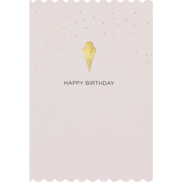 Geburtstag Simply Gold Collection unverpackte Glückwunschkarte mit Briefumschlag Happy Birthday Eis mit Goldfolie