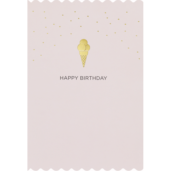 Geburtstag Simply Gold Collection unverpackte Glückwunschkarte mit Briefumschlag Happy Birthday Eis mit Goldfolie