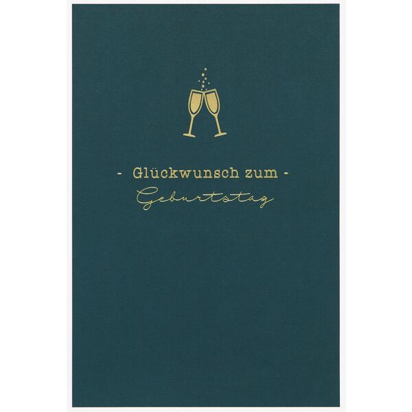 Geburtstag Simply Gold Collection unverpackte Glückwunschkarte mit Briefumschlag Sektgläser Glückwunsch zum Geburtstag