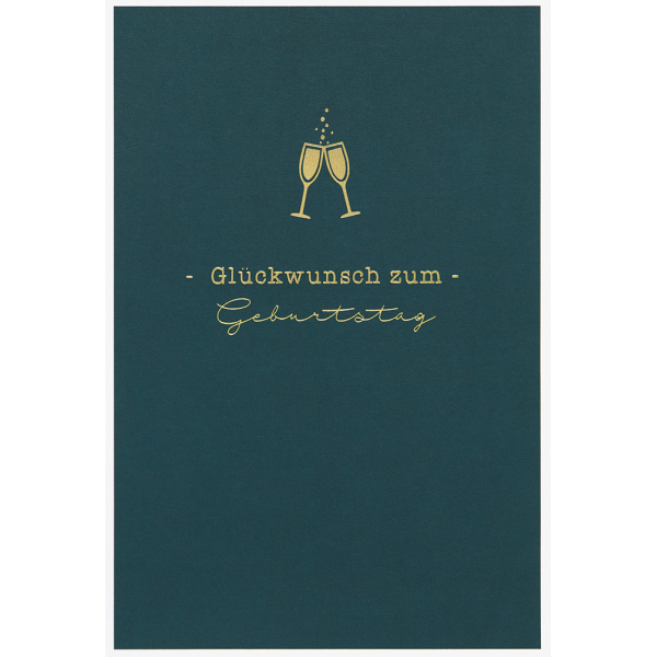 Geburtstag Simply Gold Collection unverpackte Glückwunschkarte mit Briefumschlag Sektgläser Glückwunsch zum Geburtstag