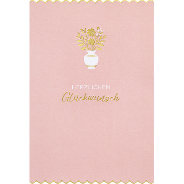 Geburtstag Simply Gold Collection unverpackte Glückwunschkarte mit Briefumschlag Blumenvase Goldene Blumen Herzlichen Glückwunsch Blumen