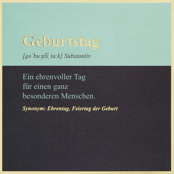 Geburtstag Simply Gold Collection unverpackte Glückwunschkarte mit Briefumschlag Geburtstag Ehrentag Feiertag der Geburt