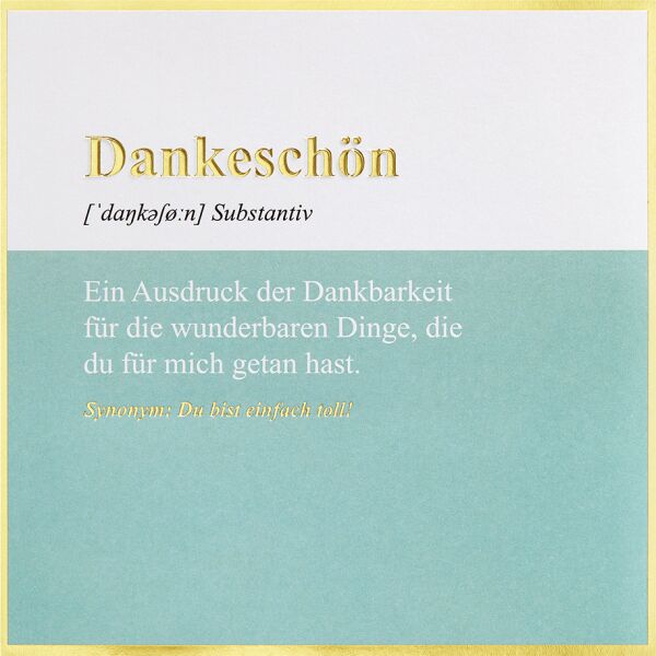 Danke Simply Gold Collection unverpackte Glückwunschkarte mit Briefumschlag Dankeschön Du bist einfach toll!