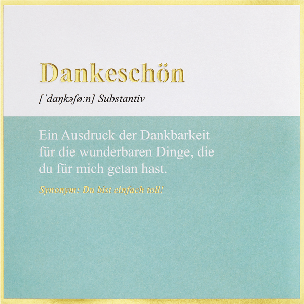 Danke Simply Gold Collection unverpackte Glückwunschkarte mit Briefumschlag Dankeschön Du bist einfach toll!
