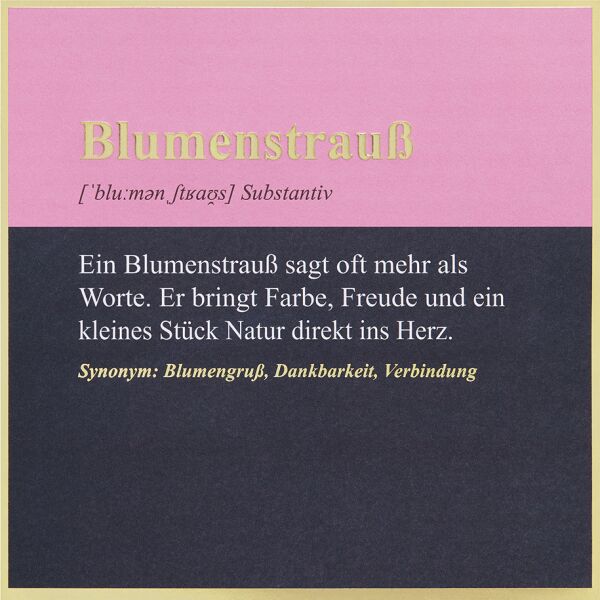 Allgemeine Wünsche Simply Gold Collection unverpackte Glückwunschkarte mit Briefumschlag Blumenstrauß Blumengrüße Dankbarkeit Verbindung