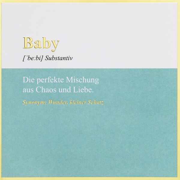 Geburt Baby Simply Gold Collection unverpackte Glückwunschkarte mit Briefumschlag Baby Wunder kleiner Schatz