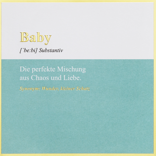 Geburt Baby Simply Gold Collection unverpackte Glückwunschkarte mit Briefumschlag Baby Wunder kleiner Schatz