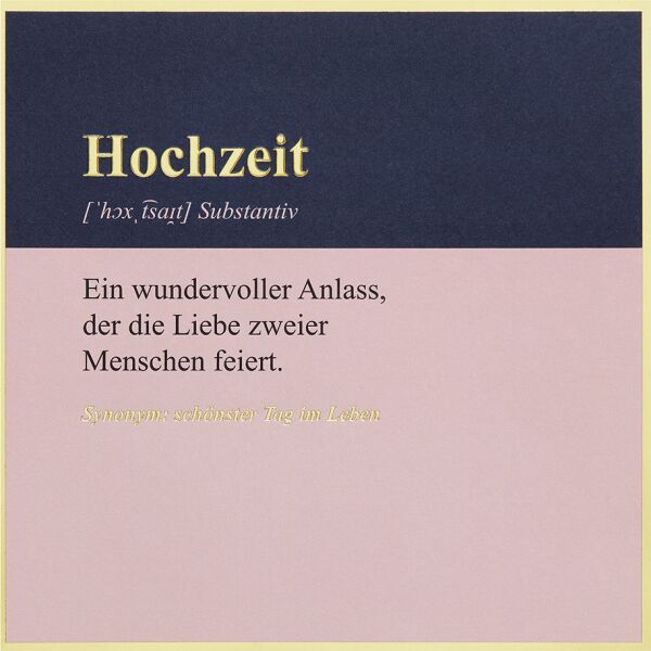 Hochzeitskarten Simply Gold Collection unverpackte Glückwunschkarte mit Briefumschlag Hochzeit schönster Tag im Leben