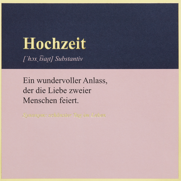 Hochzeitskarten Simply Gold Collection unverpackte Glückwunschkarte mit Briefumschlag Hochzeit schönster Tag im Leben