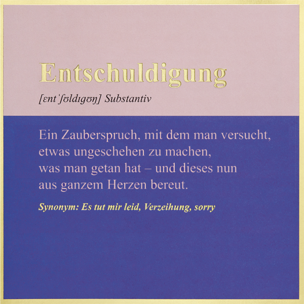Allgemeine Wünsche Simply Gold Collection unverpackte Glückwunschkarte mit Briefumschlag Entschuldigung Es tut mir leid Verzeihung sorry