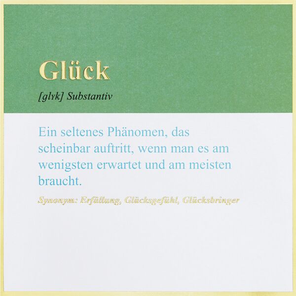 Allgemeine Wünsche Simply Gold Collection unverpackte Glückwunschkarte mit Briefumschlag Glück Erfüllung Glücksgefühl Glücksbringer