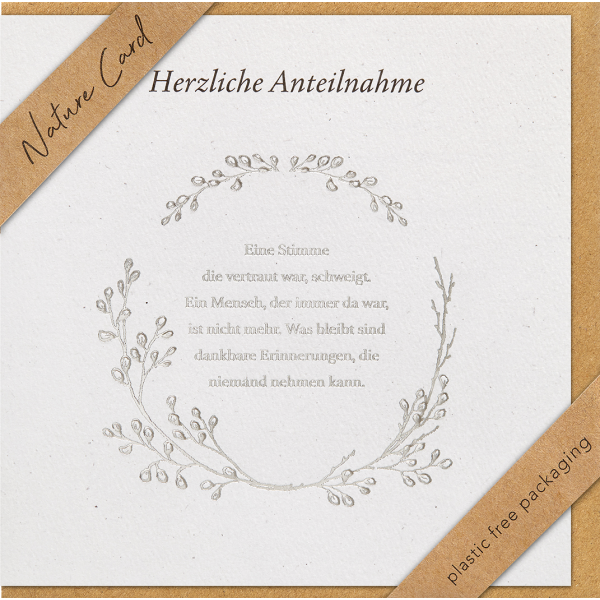 Trauer Kondolenz Beileidskarte mit Briefumschlag Nature Cards Herzliche Anteilnahme Kranz