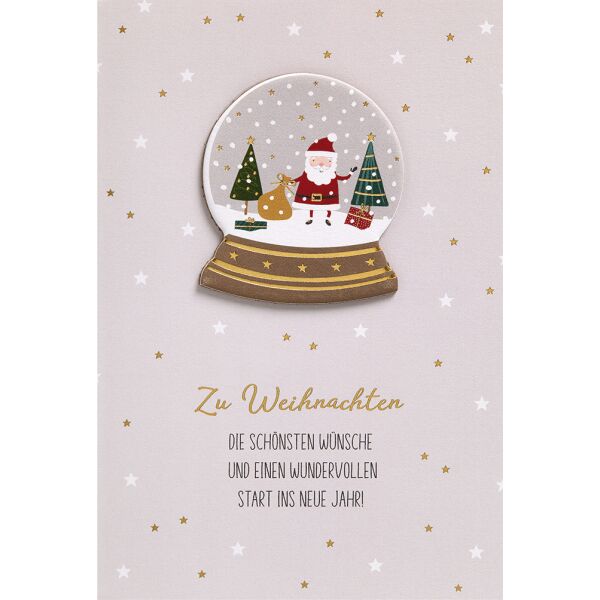 Weihnachten Feelings Collection unverpackte Weihnachtskarten mit Briefumschlag Schneekugel Weihnachtsmann die schönsten Wünsche