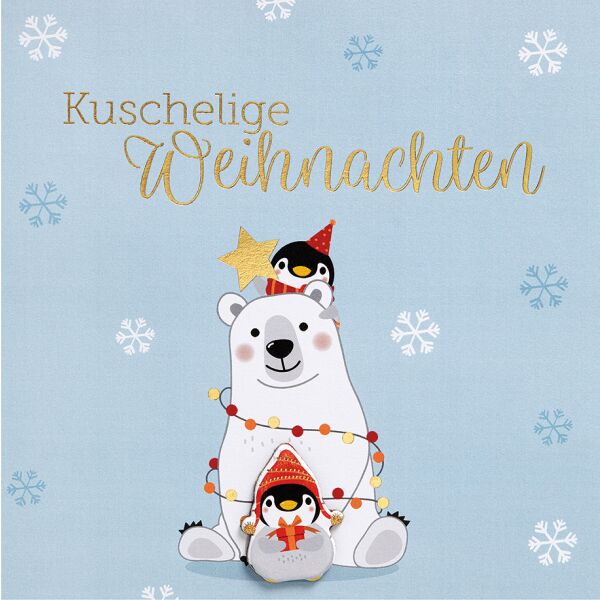 Weihnachten Feelings Collection unverpackte Weihnachtskarten mit Briefumschlag Pinguine Eisbär kuschelige Weihnachten
