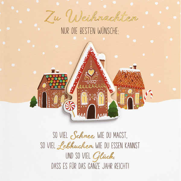 Weihnachten Feelings Collection unverpackte Weihnachtskarten mit Briefumschlag Lebkuchenhaus Schnee Lebkuchen