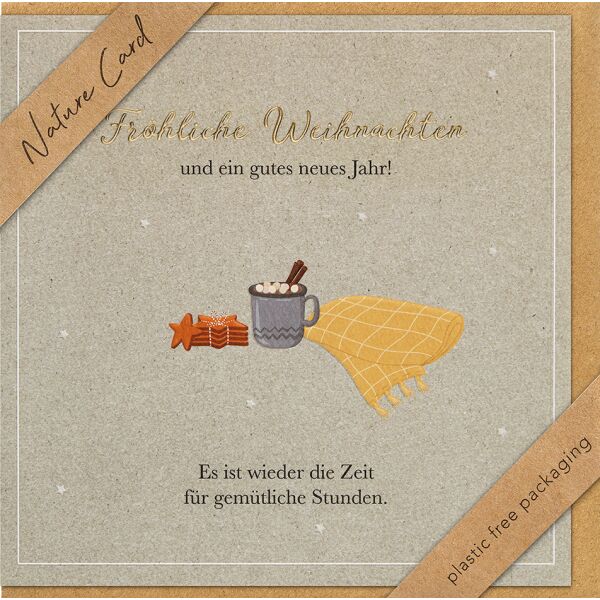 Weihnachten Nature Cards unverpackte Weihnachtskarten mit Briefumschlag Lebkuchenhaus Schnee Lebkuchen